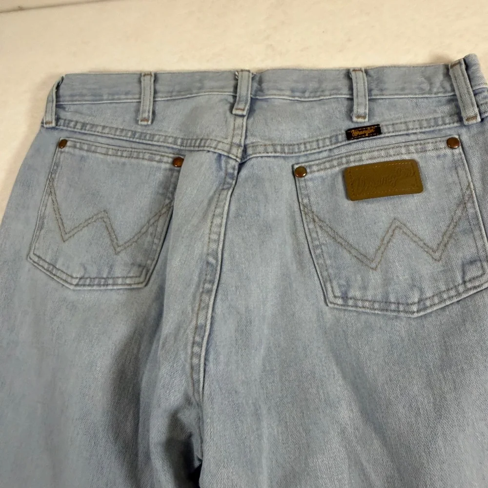 Wrangler Cowboy Cut 13MWZGH Light Wash Jeans Mens 34x34 Straight Leg Blue Denim